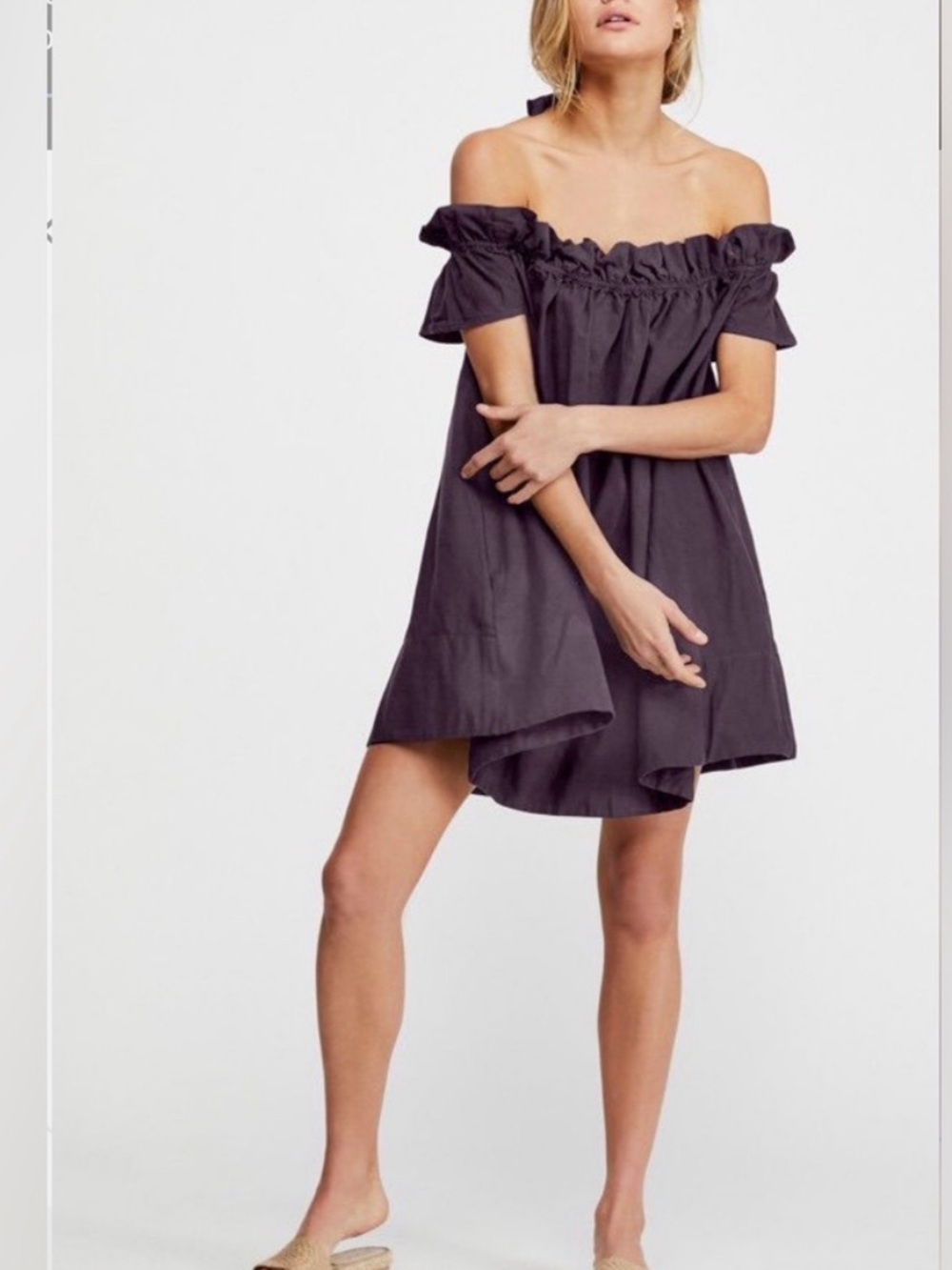 Free People Off-Shoulder Purple Mini Dress